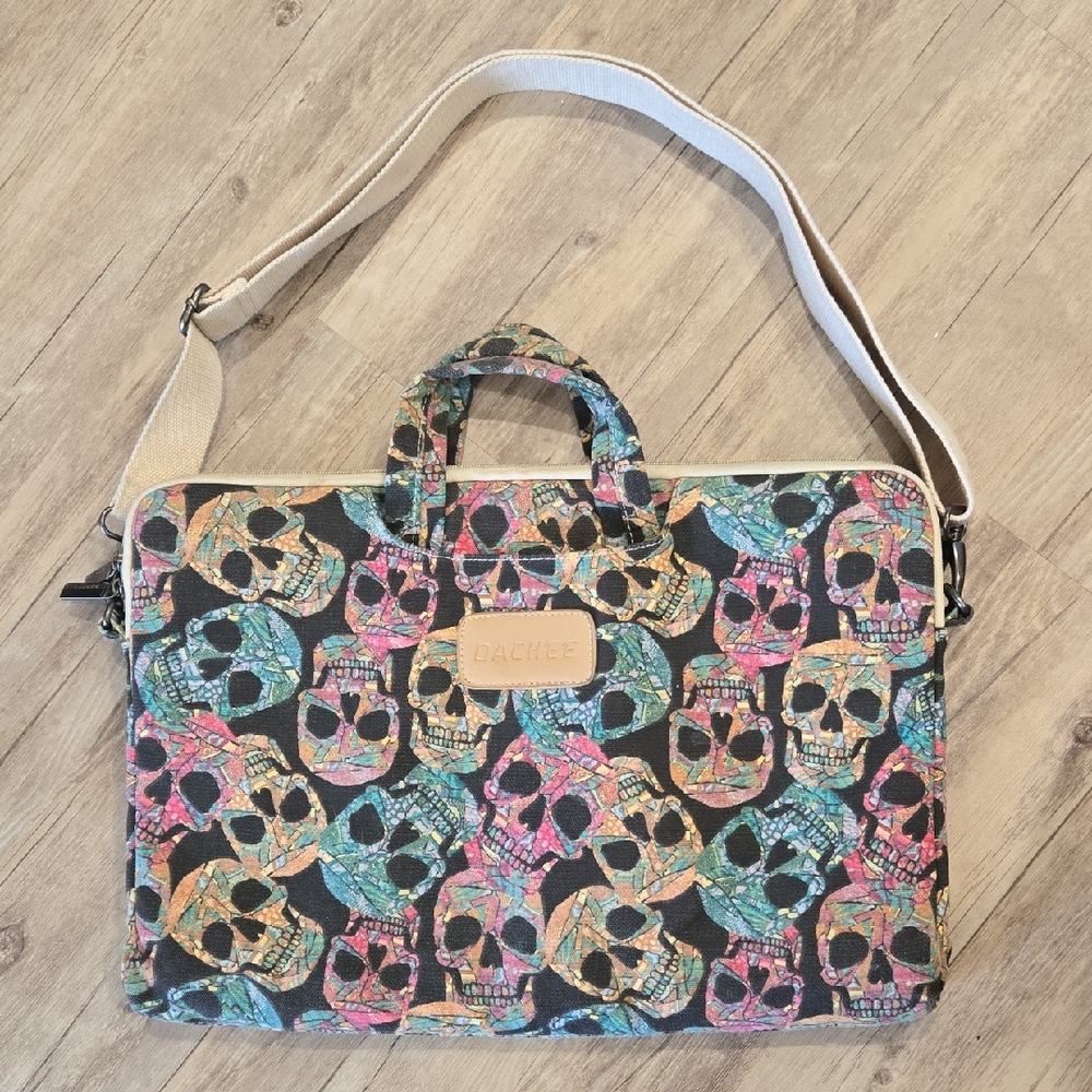 DACHEE Multicolor Skull Print Laptop Bag